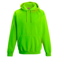 Zářivá mikina ve fluorescetních barvách s přední kapsou a kapucí, zelená fluorescentní, vel.M