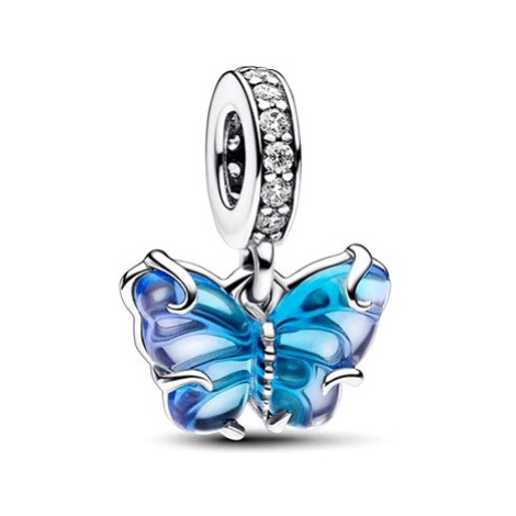 PANDORA Motýl z modrého skla Murano 792698C01