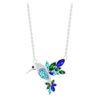 Preciosa Stříbrný náhrdelník Gentle Gem, kolibřík s kubickou zirkonií Preciosa, modrozelený