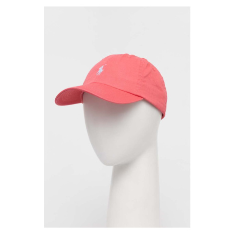Bavlněná baseballová čepice Polo Ralph Lauren růžová barva, s aplikací, 710667709