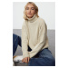 Trendyol Stone Turtleneck Hair Knitted Soft Textured Knitwear Sweater