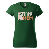 DOBRÝ TRIKO Dámské tričko s potiskem Sphynx mom Barva: Lahvově zelená