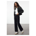 Trendyol Black Velvet Straight Cut Trousers