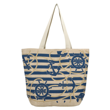 Plátěná velká plážová taška, kormidlo modrá Delami