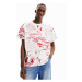 Červeno-bílé pánské vzorované tričko Desigual Frany