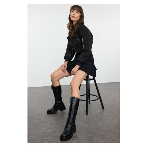 Trendyol Black Lace-Up Thick Sole Women's Boots