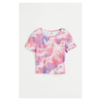 H & M - Cropped tričko's potiskem - růžová