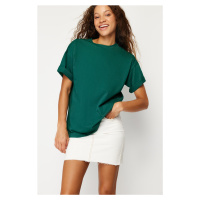 Trendyol Emerald Green 100 Cotton Crew Neck Boyfriend/Wide Fit Knitted T-Shirt