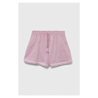 Kojenecké šortky United Colors of Benetton růžová barva, hladké
