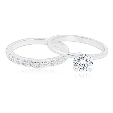 Sada stříbrných prstenů - kroužek se zářivou polovinou, prsten se zirkonem Šperky eshop
