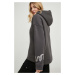 Mikina Answear Lab dámská, šedá barva, s kapucí, s aplikací