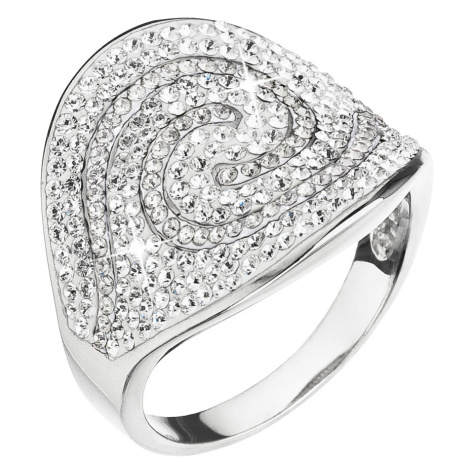 Evolution Group Stříbrný prsten s krystaly Swarovski bílo 35052.1 crystal