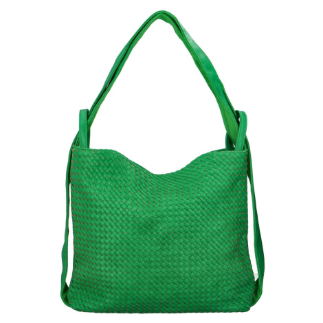 Módní proplétaný kabelko-batoh Giny, zelená Paolo Bags