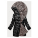 Černo-béžová přeložená obálková dámská bunda s kapucí (R8040)