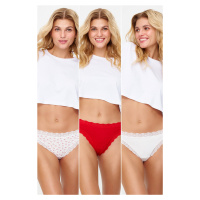 Trendyol 3-Pack Multi Color Cotton Lace Detailed Thong Knitted Briefs