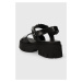 Kožené sandály HUGO KrisSandal dámské, černá barva, na platformě, 50513534