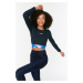 Trendyol Navy Blue Crop Knitted Blouse