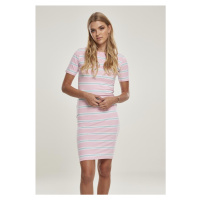 Dámské Stretch Stripe Dress dívčí růžová/oceánská modrá