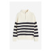 H & M - Žebrovaný svetr's horním zipem - bílá