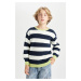 DEFACTO Boy's Crew Neck Striped Knitwear Sweater