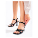 Trendy dámské sandály černé na širokém podpatku