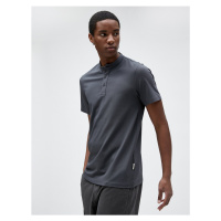 Koton Buttoned Slim Fit Cotton T-shirt with a Large Collar