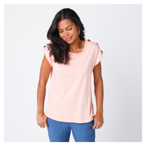 Blancheporte Jednobarevné tričko s knoflíčky meruňková