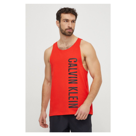Bavlněné plážové tričko Calvin Klein červená barva