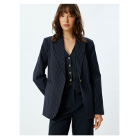 Koton Long Blazer Jacket Double Breasted Reverse Collar Regular Fit