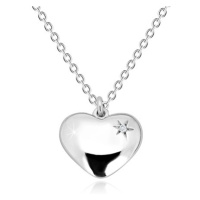 Náhrdelník ze stříbra 925 - zrcadlově lesklé srdce s hvězdičkou a diamantem