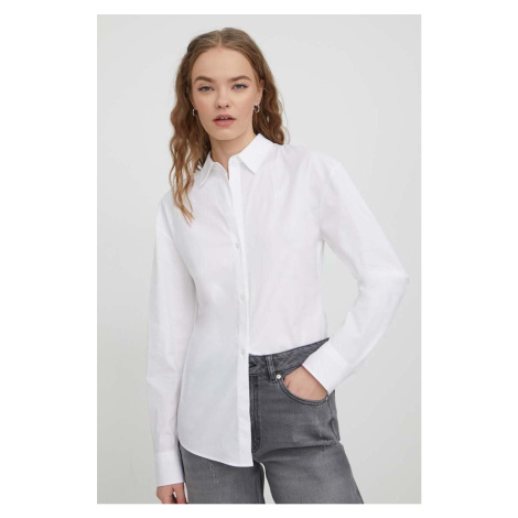 Košile HUGO dámská, bílá barva, regular, s klasickým límcem, 50508203 Hugo Boss