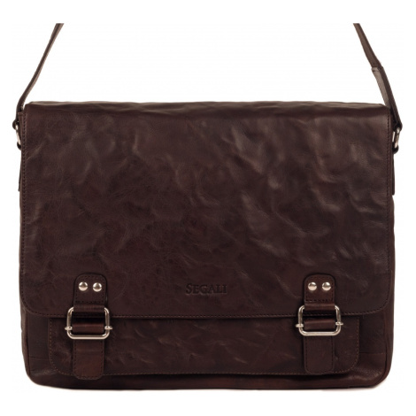 SEGALI Pánská kožená taška na notebook 6135 Brown