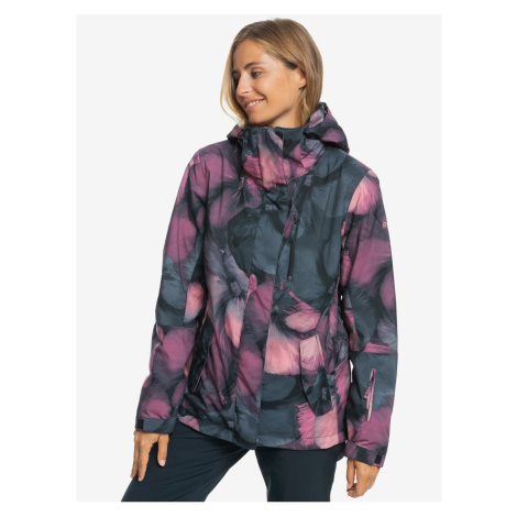 Růžovo-černá dámská zimní vzorovaná bunda Roxy Jetty - Dámské