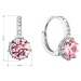 Stříbrné náušnice visací se Swarovski krystalem kulaté růžové 31302.3 Light Rose