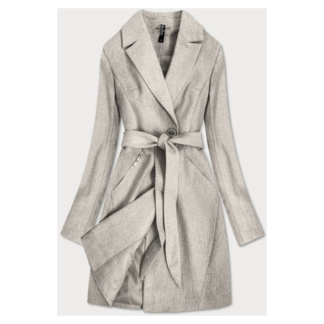 Béžový, drobně károvaný dámský kabát (2706) ROSSE LINE