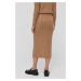 Vlněná sukně Lauren Ralph Lauren béžová barva, midi, jednoduchá