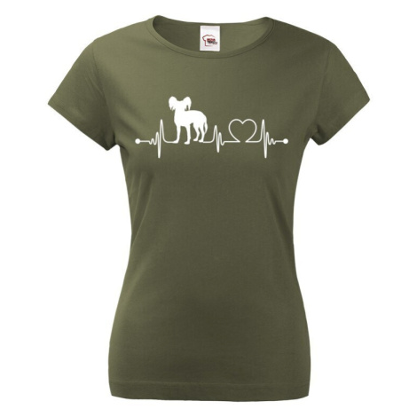 Dámské tričko pro milovníky zvířat - Čínsky chocholatý pes tep BezvaTriko