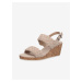 Béžové dámské kožené sandály na klínku Caprice