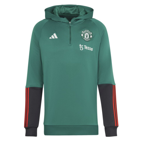 Manchester United pánská mikina s kapucí Tiro green Adidas