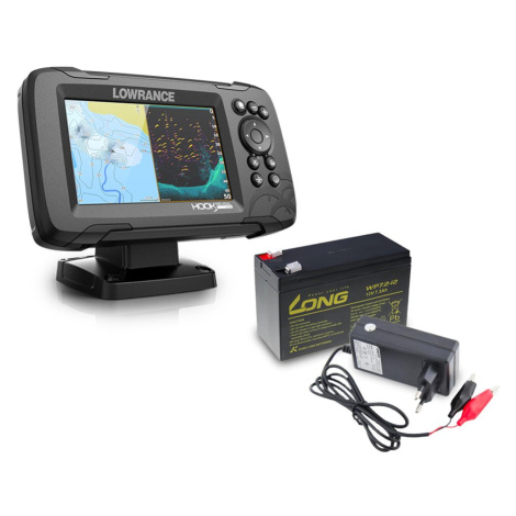 Lowrance Echolot Hook Reveal 5 se Sondou HDI 83/200khz + baterie + nabíječka ZDARMA