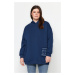 Trendyol Curve Indigo Embroidery Detailed Oversize Knitted Sweatshirt