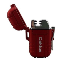 Daklos Plazmový nabíjecí voděodolný větruodolný zapalovač v dárkové krabičce - červený / záchran