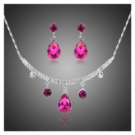 Victoria Filippi Souprava náhrdelníku a náušnic Swarovski Elements Agostina SET0266 Růžová 40 cm