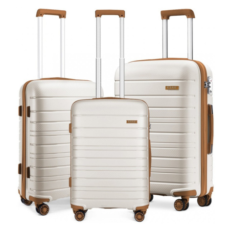 Sada 3 cestovních kufrů Kono Elegant - béžovo-hnědá - PP - 50 L / 77 L / 110 L