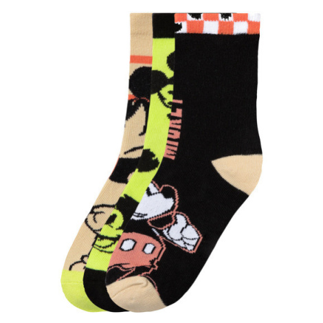 Chlapecké ponožky, 3 páry (Mickey zelená / černá / béžová)