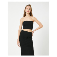 Koton Strapless Bustier Crop Ribbed Viscose Blended