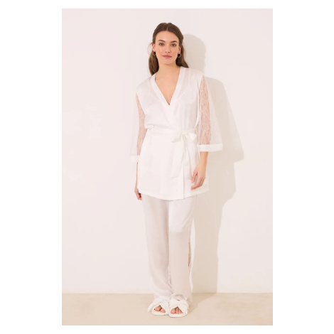 Sada 3dílného pyžama women'secret dámská, bílá barva, saténový, 2549785 Women´Secret