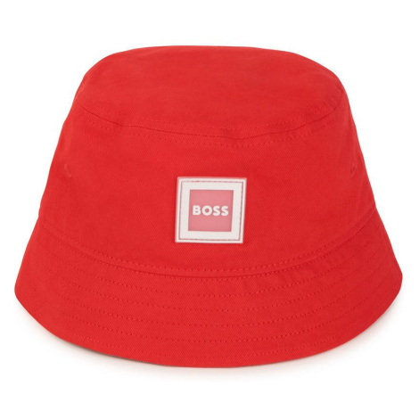 Dětský klobouk BOSS červená barva, bavlněný Hugo Boss