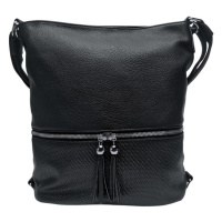 Střední černý kabelko-batoh 2v1 s třásněmi