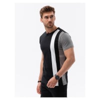 Ombre Men's T-shirt with vertical contrasting elements - black